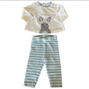 Baby Boden Bunny Flower Crown Appliqué Pant Outfit Size 3-6 Months